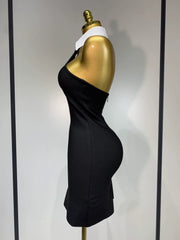 Kailany - Black Collared Halter Bandage Dress