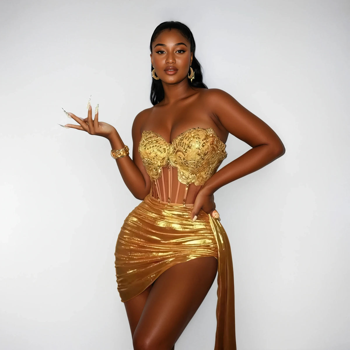 Malu - Strapless Rhinestone Dress