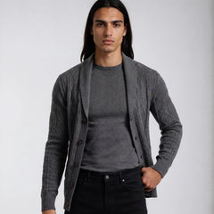 Bastien – Textured Shawl Collar Knit Cardigan