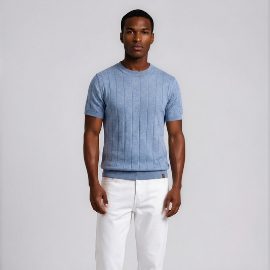 Vaelorin – Ribbed Knit Short Sleeve Crew Neck Top