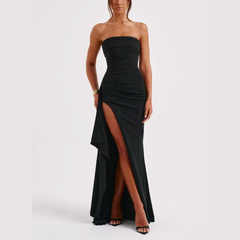 Kassiani - Black Strapless Backless High Split Maxi Dress