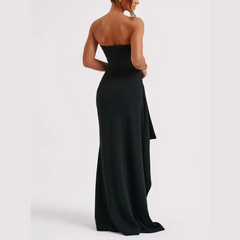 Kassiani - Black Strapless Backless High Split Maxi Dress