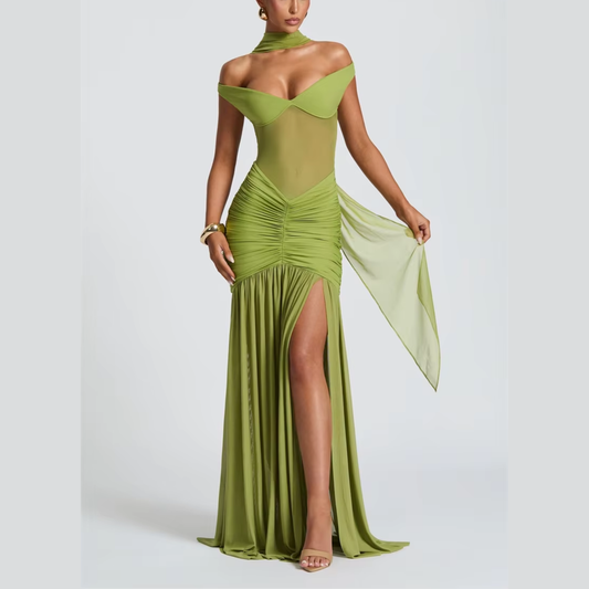 Ariella - Off-Shoulder Mesh Gown