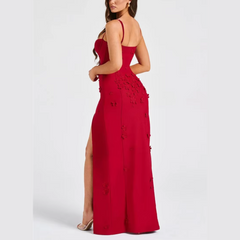 Rhea - Flower Spaghetti Strap Maxi Dress