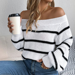 Mabel - Off Shoulder Striped Sweater