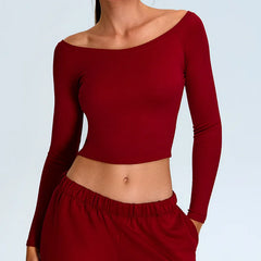 Arwen - Off Shoulder Long Sleeve Activewear Top