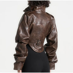 Tahlia - Cropped Faux Leather Jacket