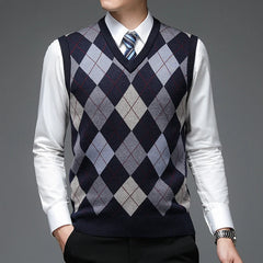 Atticus - Men's Argyle Knitted Sweater Vest