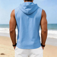 Vaedrin – Linen Sleeveless Hooded V-Neck Top