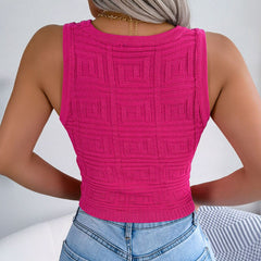 Christiana - Rose Red Knitted Cut Out Crop Top