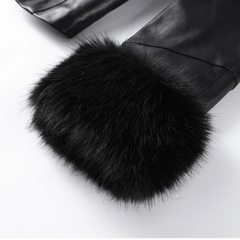 Salice – Luxe Faux Fur Trim Leather Jacket
