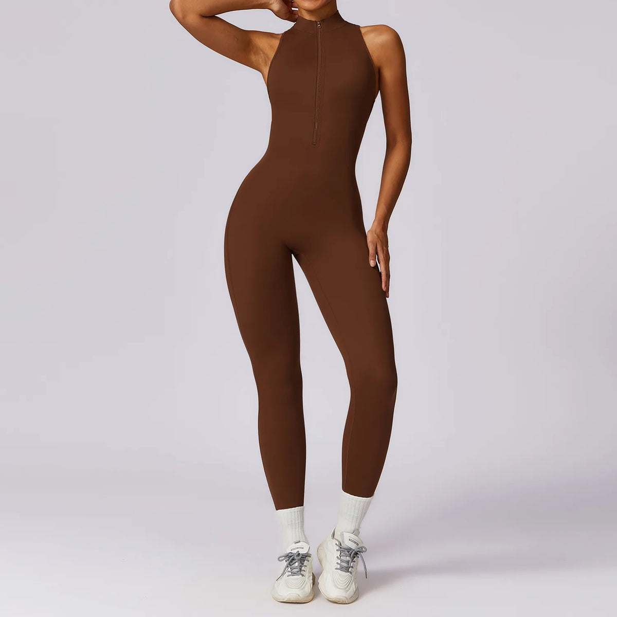Kendall - Open-Back Zip Active Jumpsuit