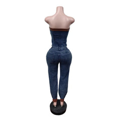 Xavielle – Denim Corset Top & Jogger Set