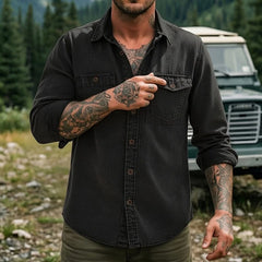Dravion – Washed Button Down Utility Shirt