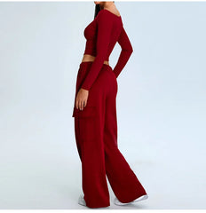 Arwen - Off Shoulder Long Sleeve Activewear Top