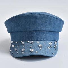 Denim Flat Top Cabbie Hat