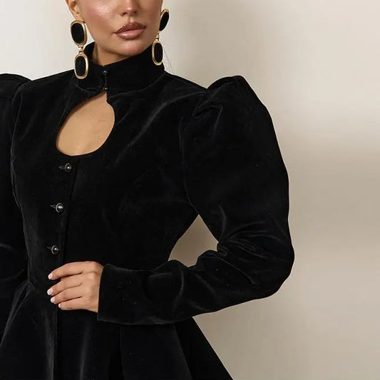 Zoravelle – Structured Velvet Peplum Jacket