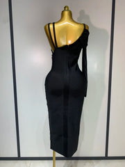 Lysandria – One Shoulder Safety Pin Bandage Evening Dress