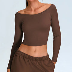 Arwen - Off Shoulder Long Sleeve Activewear Top