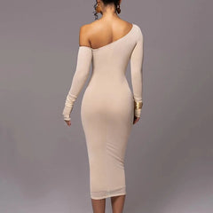 Gianna - White One Shoulder Mesh Ruched Bodycon Dress