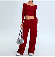 Arwen - Off Shoulder Long Sleeve Activewear Top