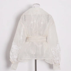 Rumina - Sheer Organza Tie-Waist Top