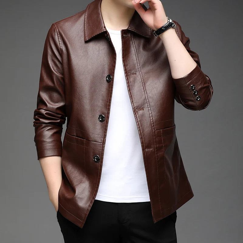 Dylan - Chaqueta de cuero de imitación para hombres