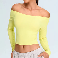 Arwen - Off Shoulder Long Sleeve Activewear Top