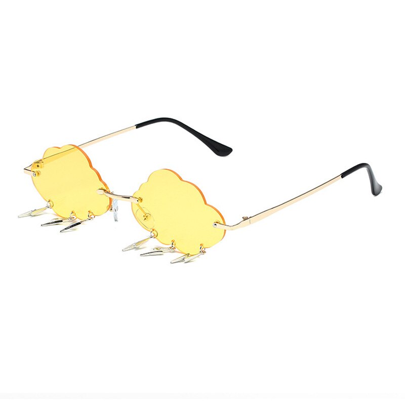 Rimless Cloud Sunglasses With Lightening Tassels - Model Mannequin