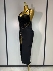 Lysandria – One Shoulder Safety Pin Bandage Evening Dress