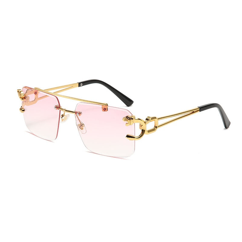 Gradient Frame Double Bridge Rimless Sunglasses