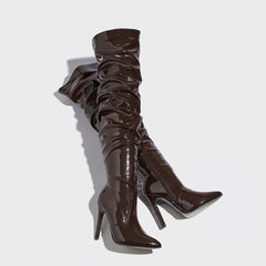 Marcelline – Patent Thigh-High Stiletto Boots
