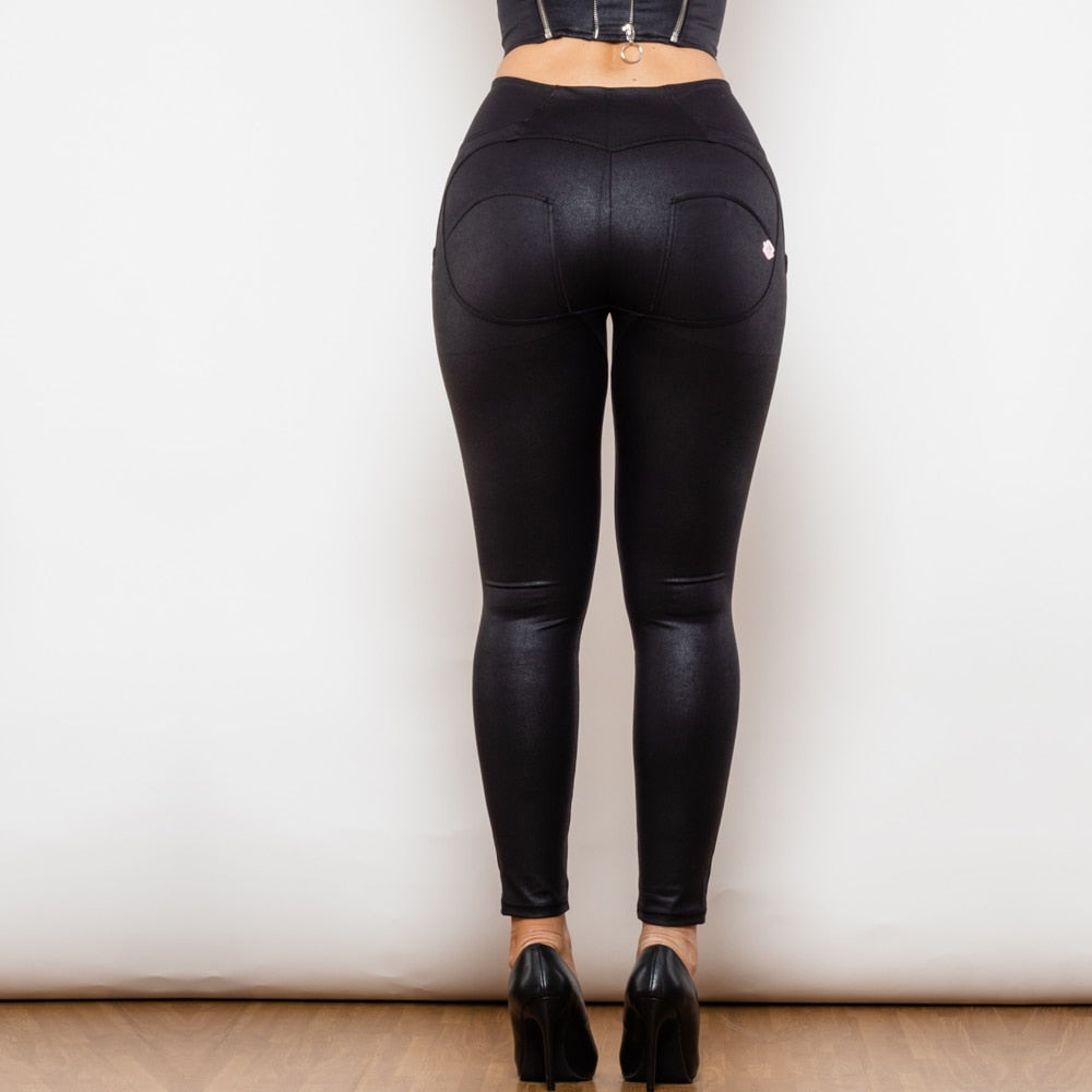Cheeky Crackle Black High Waist Butt Lift Leggings - Model Mannequin