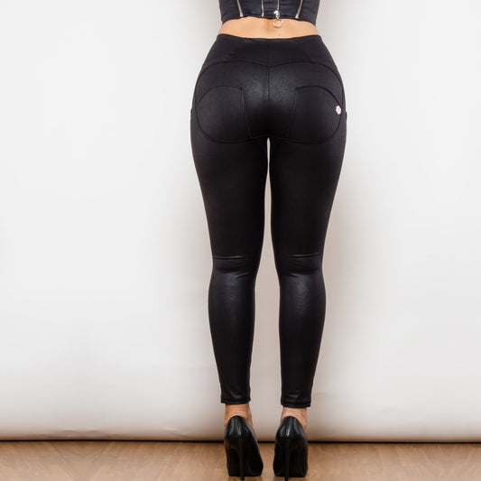 Cheeky Crackle Black High Waist Butt Lift Leggings - Model Mannequin