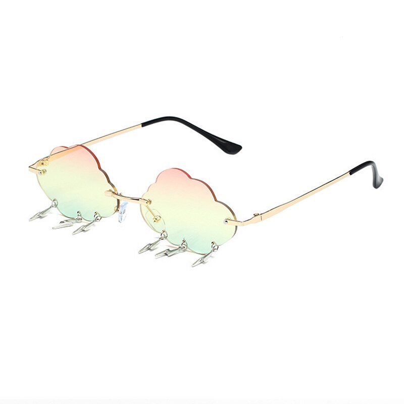 Rimless Cloud Sunglasses With Lightening Tassels