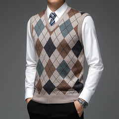 Atticus - Men's Argyle Knitted Sweater Vest
