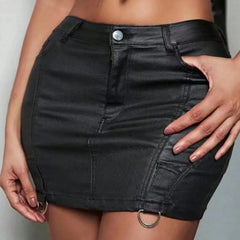 Juniper - Black PU Faux Leather Mini Skirt