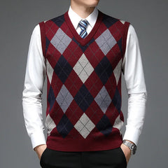 Atticus - Men's Argyle Knitted Sweater Vest