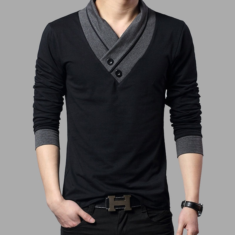 Henry - Patchwork V Neck Top - Model Mannequin