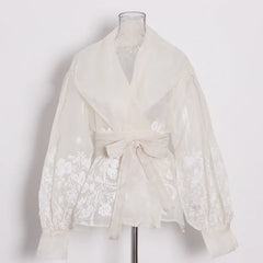 Rumina - Sheer Organza Tie-Waist Top