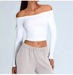 Arwen - Off Shoulder Long Sleeve Activewear Top