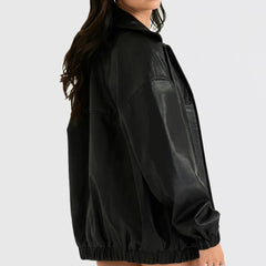 Ainara - Black Faux Leather Jacket