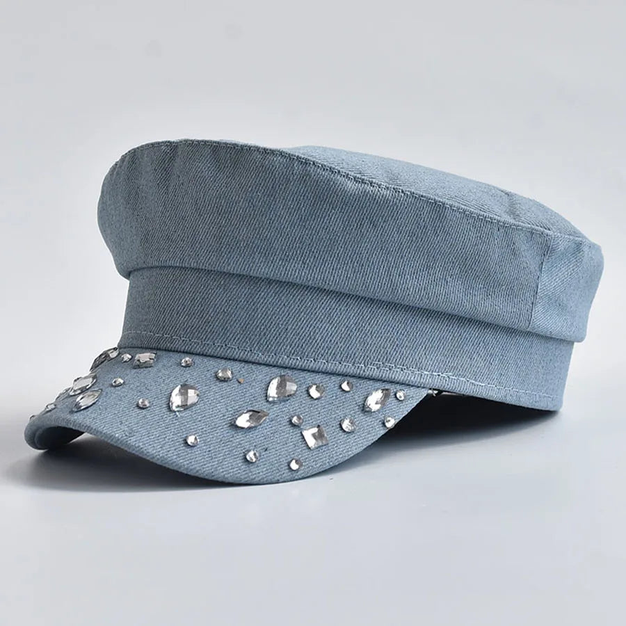 Denim Flat Top Cabbie Hat