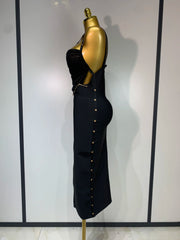 Lysandria – One Shoulder Safety Pin Bandage Evening Dress