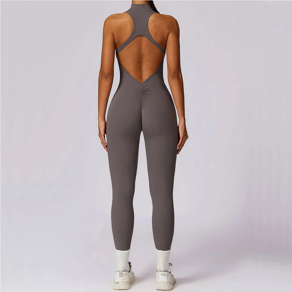 Kendall - Open-Back Zip Active Jumpsuit