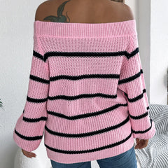 Mabel - Off Shoulder Striped Sweater