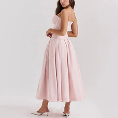 Juana - Pink Strapless A-Line Corset Dress