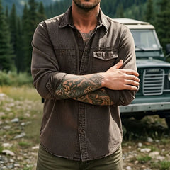 Dravion – Washed Button Down Utility Shirt