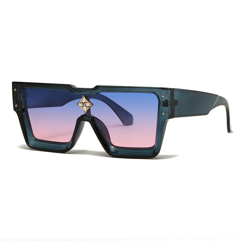 Oversized Crystal Frame Squared Sunglasses
