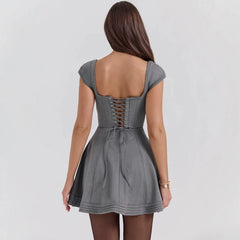 Athena - Gray A-Line Mini Dress